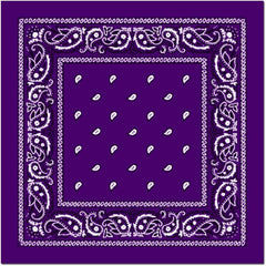 BANDANA Paisley 100% COTTON Head Wrap Durag Bandanna Summer Biker Scarf Mask - Purple