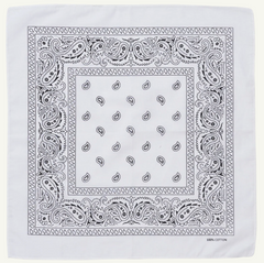 BANDANA Paisley 100% COTTON Head Wrap Durag Bandanna Summer Biker Scarf Mask - White
