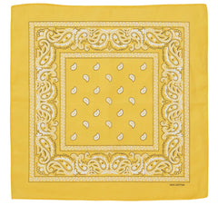 BANDANA Paisley 100% COTTON Head Wrap Durag Bandanna Summer Biker Scarf Mask - Yellow