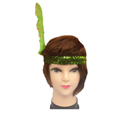 12x 1920s FLAPPER HEADBAND Headpiece Feather Sequin Charleston Gatsby Party BULK - Green