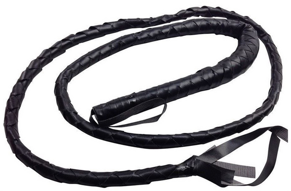 BLACK WHIP Faux Leather Costume Party 180cm Riding Cowboy Fancy Dress