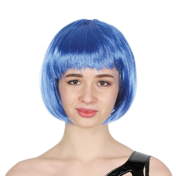 Bob Wig Costume Short Straight Fringe Cosplay Party Full Hair Womens Fancy Dress - Blue