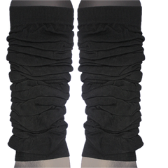 LEG WARMERS Knitted Womens Neon Party Knit Ankle Fluro Dance Costume 80s Pair - Black