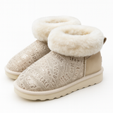 Womens Australian Sheepskin Wool Fur Mini UGG Ankle Boots in Gold Sand - 7