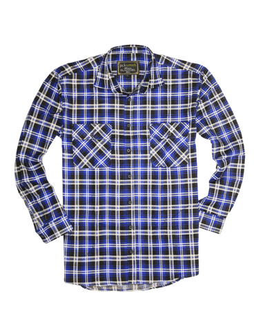 Mens 100% Cotton Flannelette Shirt Long Sleeve Check Authentic Flannel - Denim - XXL