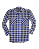Mens 100% Cotton Flannelette Shirt Long Sleeve Check Authentic Flannel - Denim - L
