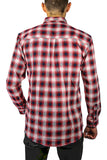 Mens 100% Cotton Flannelette Shirt Long Sleeve Check Authentic Flannel - Red/Navy - XL