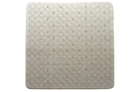 Square Anti Slip Loofah Shower Rug Non Slip Bathroom Bath Mat Water Drains Beige