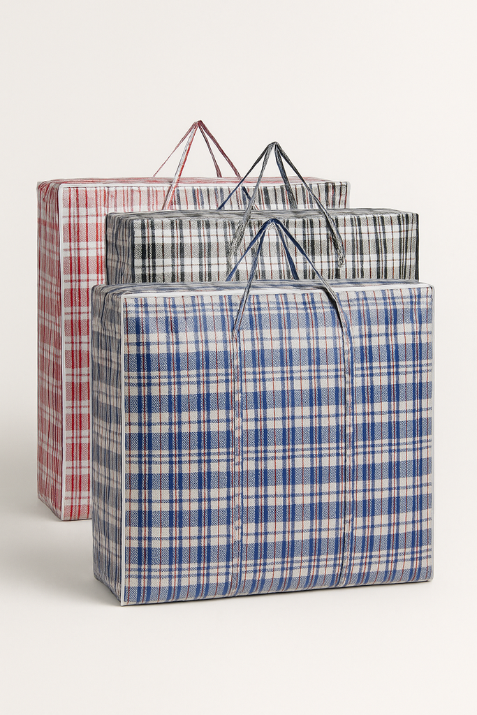 12x Large Stripe Bag Packing Storage Strip Zip Shopping Travel Check House Moving 78cm x 90cm x 25cm
