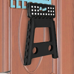 125kg Plastic Folding Step Stool 39cm Portable Chair Flat Indoor/Outdoor Home - Black