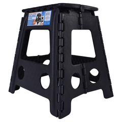 125kg Plastic Folding Step Stool 39cm Portable Chair Flat Indoor/Outdoor Home - Black