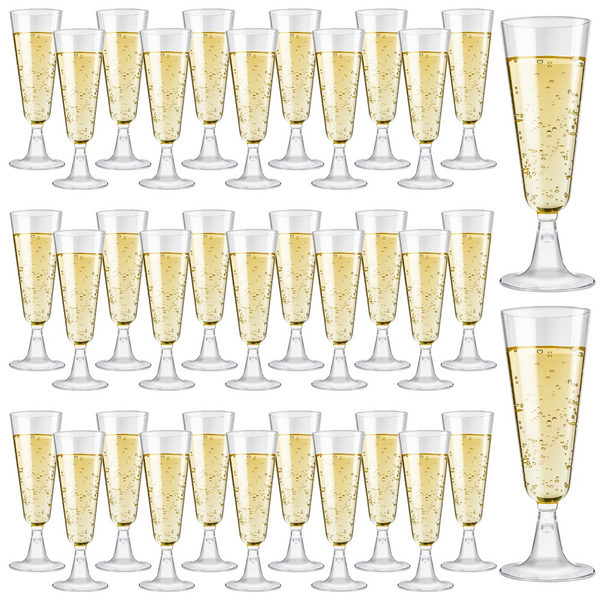 144x 210ml Premium Plastic Wine/Champagne Glasses Flutes Bulk - Clear