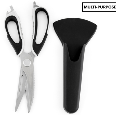 7 in 1 Multi Purpose Kitchen Super Scissors w/ Magnetic Case for Meat Nuts