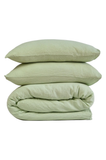 100% Cotton Muslin Duvet Quilt Cover Set w/ 2 Pillow Cases in Pastel Green - King