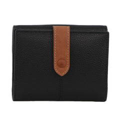 Pierre Cardin Womens Leather Bi-Fold Tab Wallet Ladies - Black
