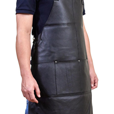 Pierre Cardin Professional Leather Apron Butcher Woodwork Hairdressing Barber Chef - Black
