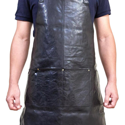 Pierre Cardin Professional Leather Apron Butcher Woodwork Hairdressing Barber Chef - Black