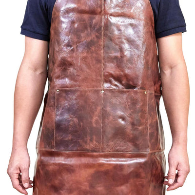 Pierre Cardin Professional Leather Apron Butcher Woodwork Hairdressing Barber Chef - Cognac