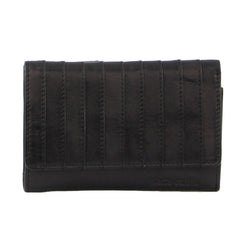 Pierre Cardin Stich Design Leather Ladies Large Tri-Fold Wallet in Black