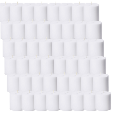 48x Premium Church Candle Pillar Candles White Unscented Lead Free 36Hrs - 7*7cm