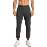 Mens Fleece Track Pants Skinny Joggers Slim Fit Sweatpants Gym - Charcoal Marle