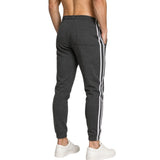 Mens Fleece Track Pants Skinny Joggers Slim Fit Sweatpants Gym - Charcoal Marle