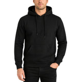 Mens Hoodie 100% Cotton Fleece Pullover Sweatshirt Warm Jumper - Black