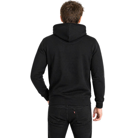 Mens Hoodie 100% Cotton Fleece Pullover Sweatshirt Warm Jumper - Black