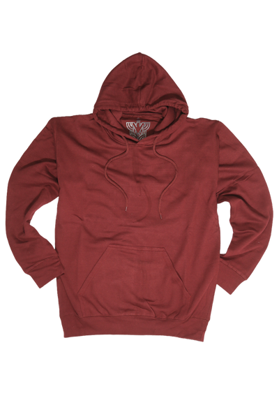 Adult Mens 100% Cotton Fleece Hoodie Jumper Pullover Sweater Warm Sweatshirt - Maroon/Burgundy - S