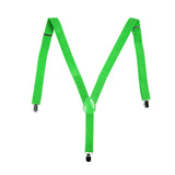 Mens Suspenders Braces Adjustable Strong Clip On Elastic Formal Wedding Slim - Green (Glitter)