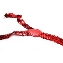 SEQUIN SUSPENDERS Unisex Adjustable Braces Clip On Elastic Y-Back  - Red