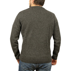 Mens 100% Shetland Ragg Wool Round Neck Knit Jumper Pullover Crew Sweater - Charcoal (29) - M