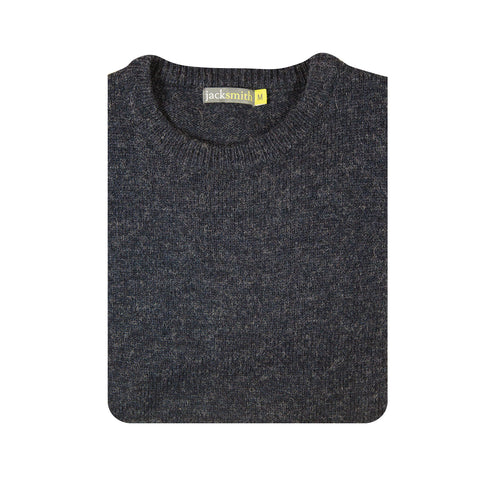 100% SHETLAND RAGG WOOL CREW Round Neck Knit JUMPER Pullover Mens Sweater Knitted - Navy - XXL