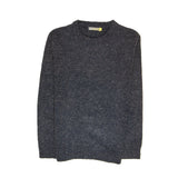 100% SHETLAND RAGG WOOL CREW Round Neck Knit JUMPER Pullover Mens Sweater Knitted - Navy - XXL