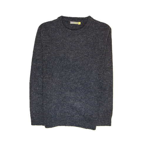 100% SHETLAND RAGG WOOL CREW Round Neck Knit JUMPER Pullover Mens Sweater Knitted - Navy - XXL