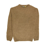 100% SHETLAND RAGG WOOL CREW Round Neck Knit JUMPER Pullover Mens Sweater Knitted - Nutmeg - 5XL