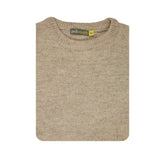 100% SHETLAND RAGG WOOL CREW Round Neck Knit JUMPER Pullover Mens Sweater Knitted - Beige - 3XL