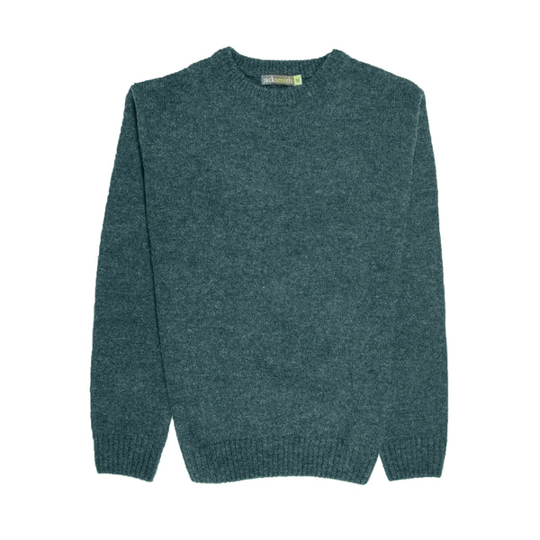 100% SHETLAND RAGG WOOL CREW Round Neck Knit JUMPER Pullover Mens Sweater Knitted - Sherwood - 3XL