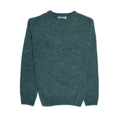 100% SHETLAND RAGG WOOL CREW Round Neck Knit JUMPER Pullover Mens Sweater Knitted - Sherwood - 6XL