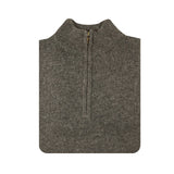 100% SHETLAND RAGG WOOL Half Zip Up Knit JUMPER Pullover Mens Sweater Knitted - Charcoal