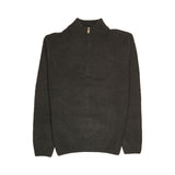 100% SHETLAND RAGG WOOL Half Zip Up Knit JUMPER Pullover Mens Sweater Knitted - Plain Black - 6XL
