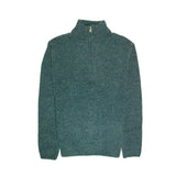 100% SHETLAND RAGG WOOL Half Zip Up Knit JUMPER Pullover Mens Sweater Knitted - Sherwood - S