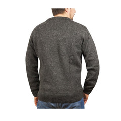 100% Shetland Ragg Wool V Neck Knit Jumper Pullover Mens Sweater Knitted - Charcoal - 4XL
