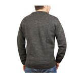 100% Shetland Ragg Wool V Neck Knit Jumper Pullover Mens Sweater Knitted - Charcoal - L