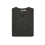 100% Shetland Ragg Wool V Neck Knit Jumper Pullover Mens Sweater Knitted - Charcoal - M