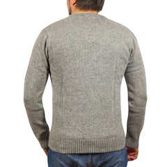 100% Shetland Ragg Wool V Neck Knit Jumper Pullover Mens Sweater Knitted - Grey - M