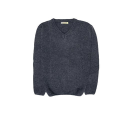 100% Shetland Ragg Wool V Neck Knit Jumper Pullover Mens Sweater Knitted - Navy - 5XL