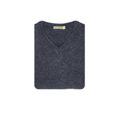 100% Shetland Ragg Wool V Neck Knit Jumper Pullover Mens Sweater Knitted - Navy - S