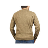 100% Shetland Ragg Wool V Neck Knit Jumper Pullover Mens Sweater Knitted - Nutmeg