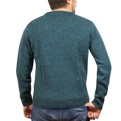 100% Shetland Ragg Wool V Neck Knit Jumper Pullover Mens Sweater Knitted - Sherwood - XXL